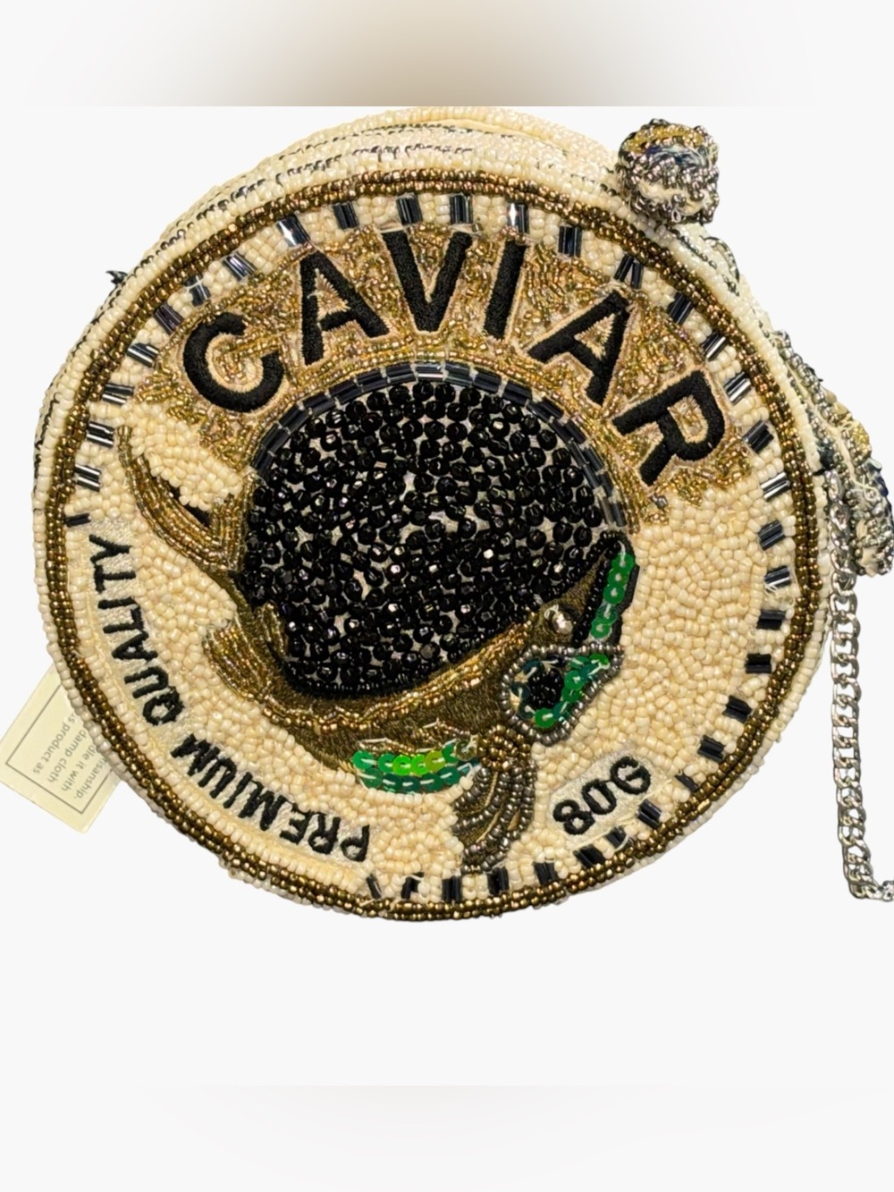 Hand beaded “caviar “Crossbody bag